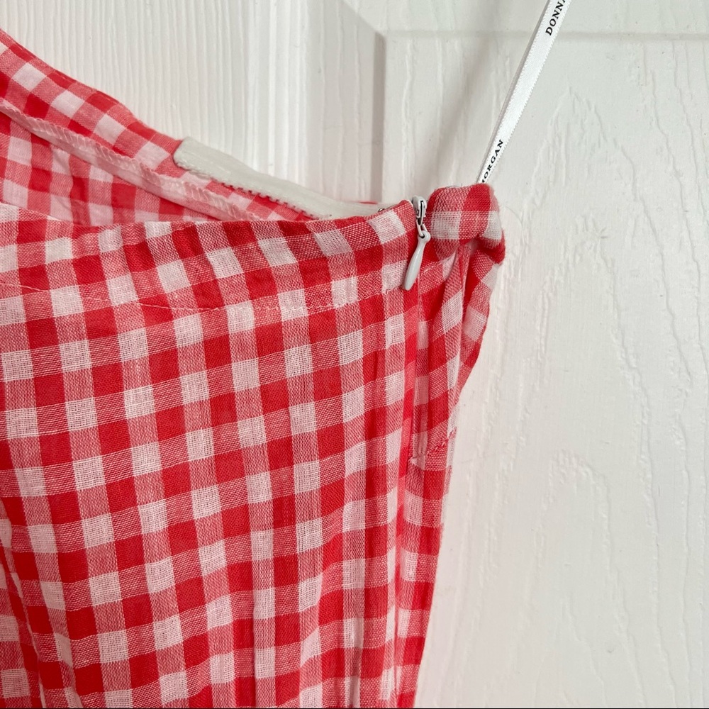 Donna Morgan | Short Sleeve Plaid Linen Midi Shirt Dress - Picture 9 of 10